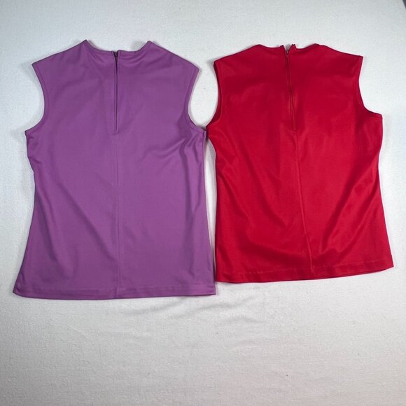 Lot of 2 Vicki Wayne's Shirt Wns Tank Top Sleeveless Size 12 Back Zip Purple Red - Picture 2 of 16